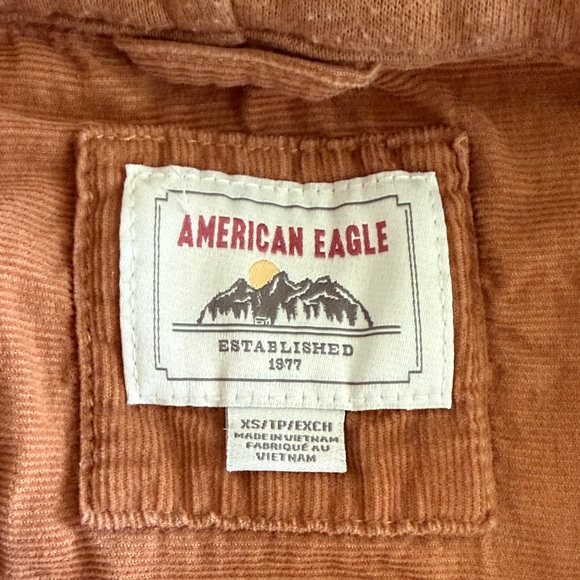 Cotton American Eagle Outfitters Hooded Plaid Shirt Jacket - Brown/White - Picture 3 of 6